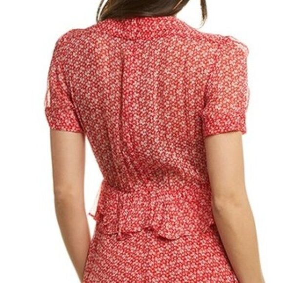 New The Kooples Red Ditsy Flowers Spring Liberty Dress Fit Flare PInup 1 / S - Picture 3 of 9